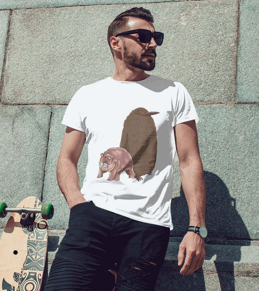 Best Friends Moo Deng Hippo And Pesto Penguin Playful Companions T-Shirt