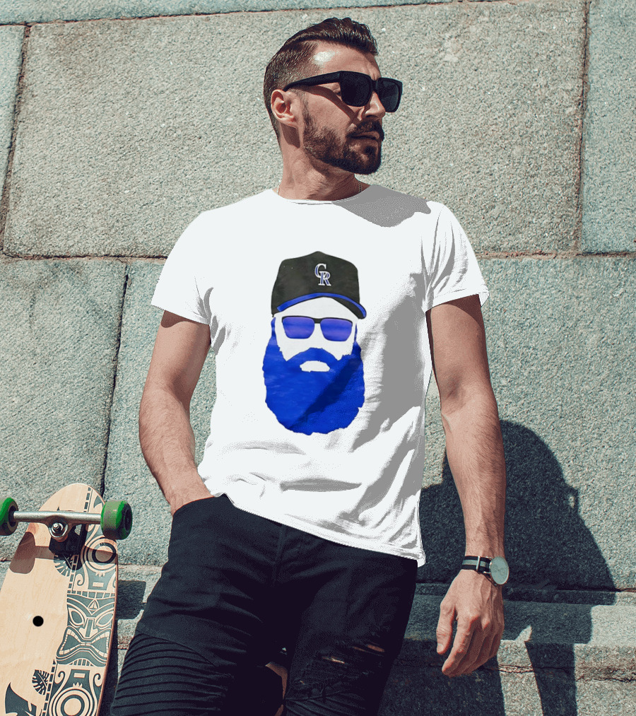 Charlie Blackmon Face Beard Sunglasses Colorado Rockies Baseball T-Shirt