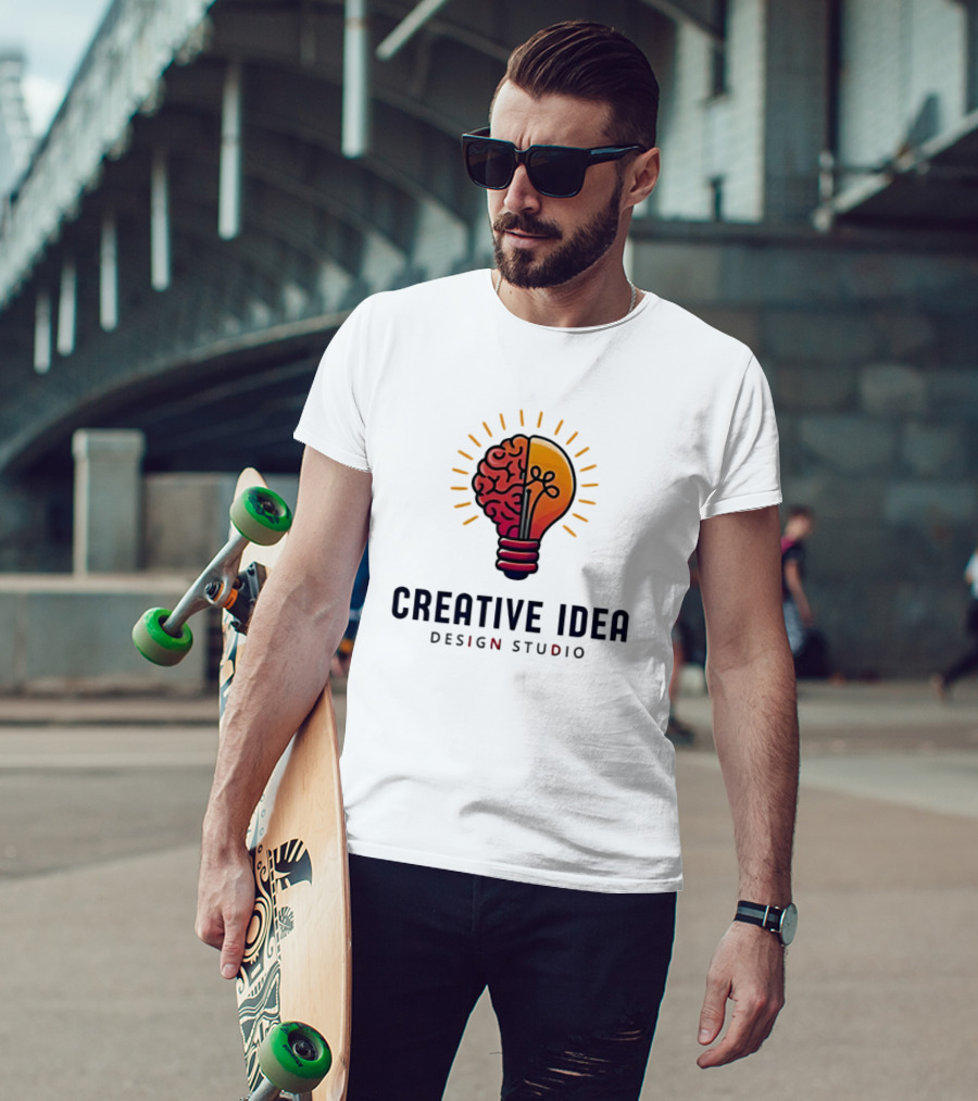 Creative Idea Brain And Lightbulb Design Studio Concept T-Shirt