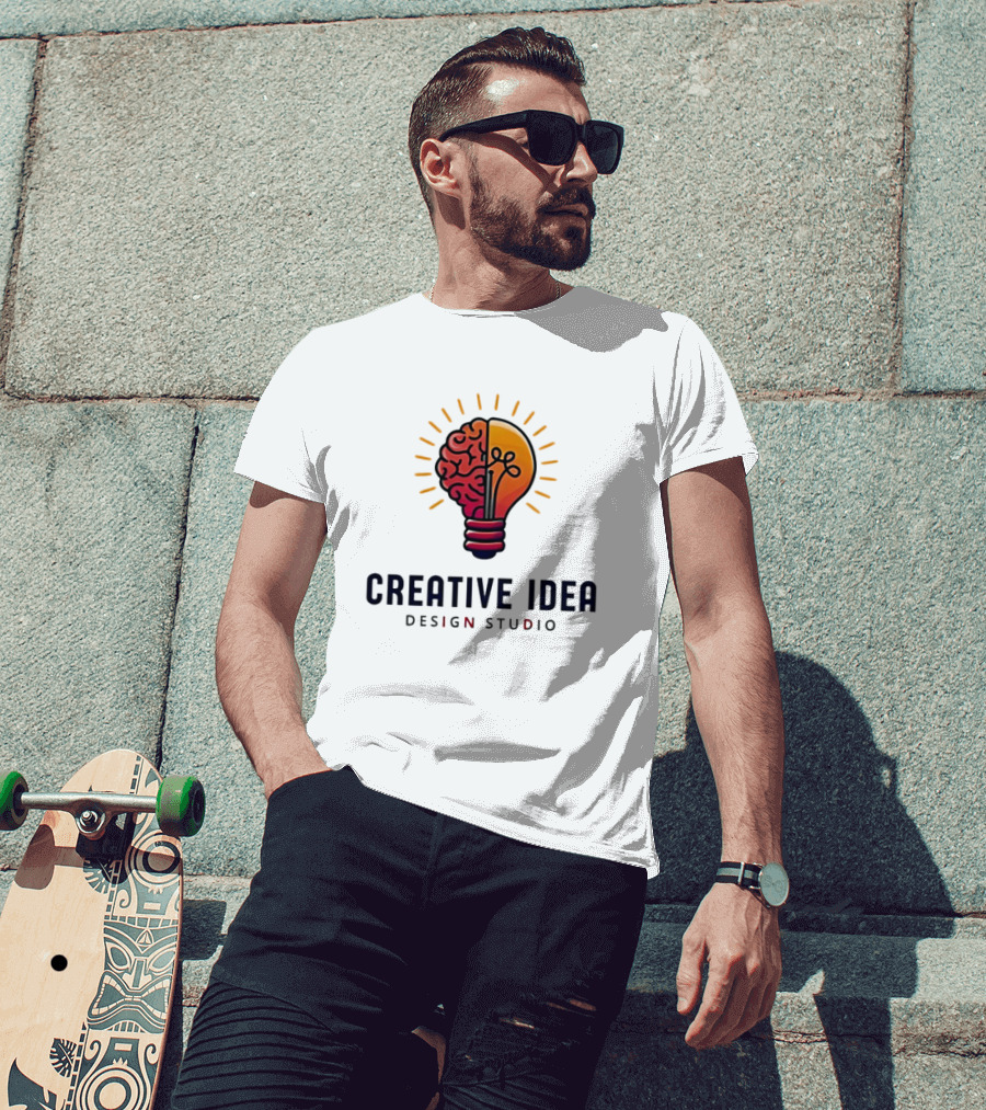 Creative Idea Brain And Lightbulb Design Studio Concept T-Shirt