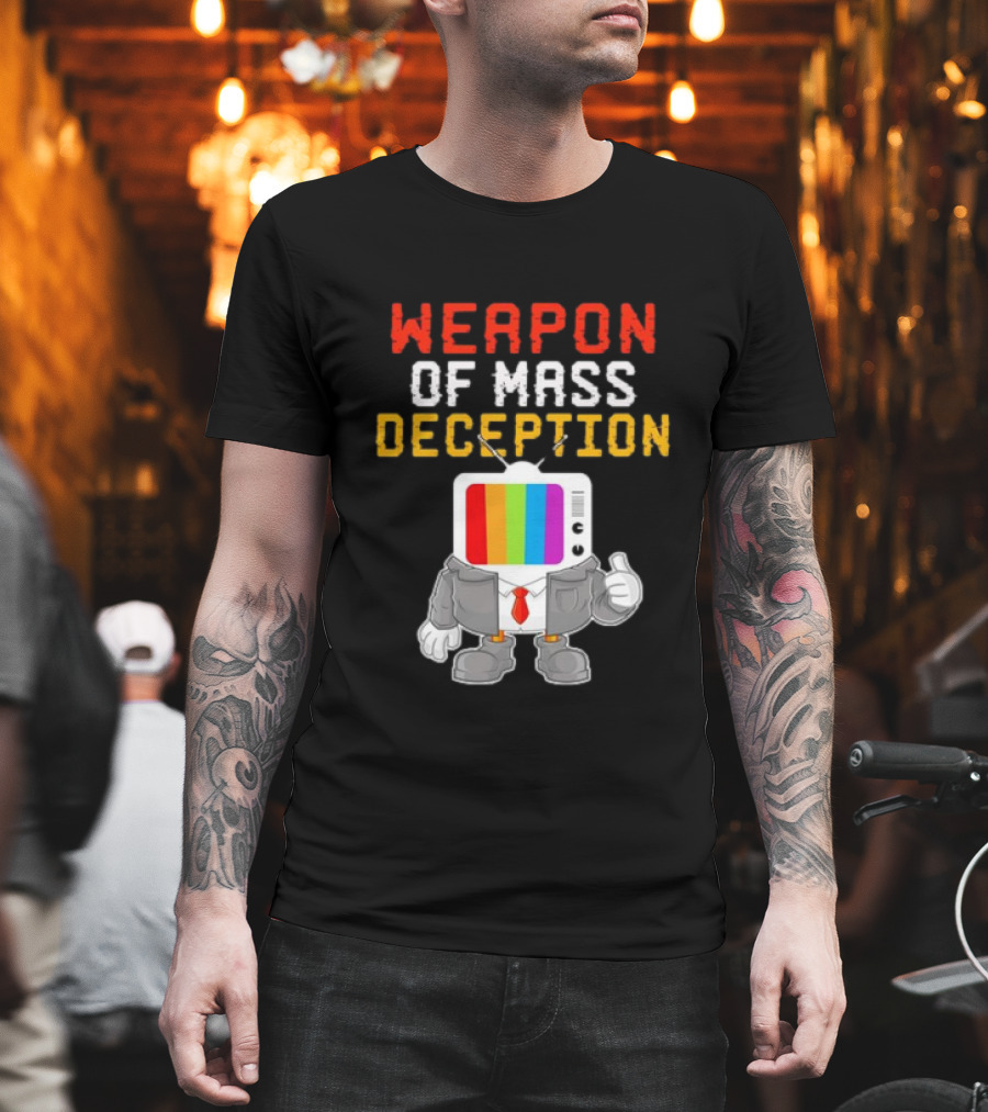 Weapon of Mass Deception Television Cartoon in Suit with Rainbow Screen T-Shirt