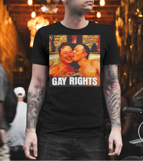 GAY RIGHTS Elon Musk Mark Zuckerberg Kissing Hot Tub Fireplace T-Shirt GAY RIGHTS Elon Musk Mark Zuckerberg Kissing Hot Tub Fireplace T-Shirt