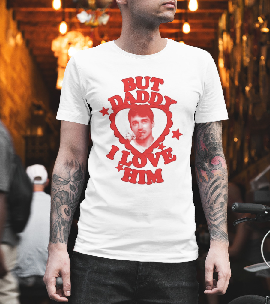 Charles Leclerc But Daddy I Love Him Heart Frame with Red Stars T-Shirt