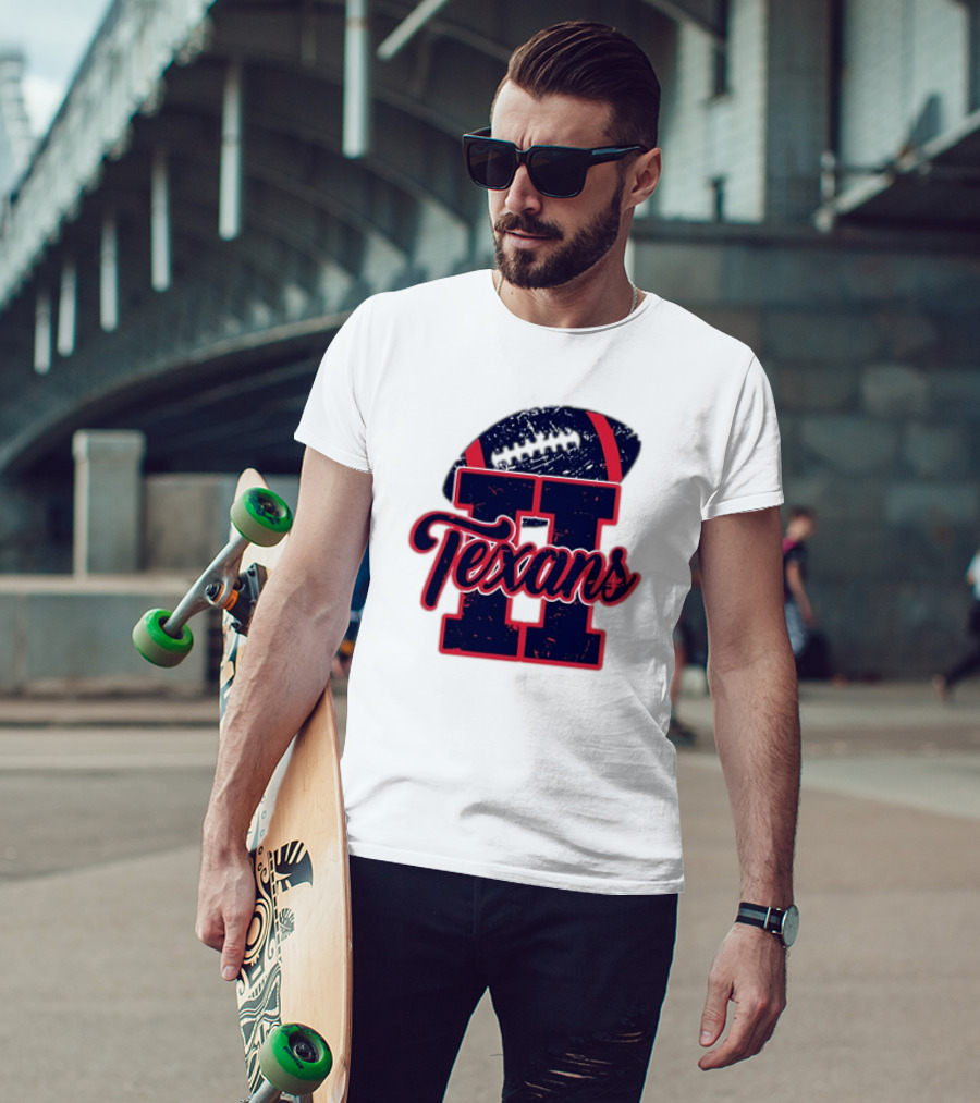 Retro Vintage Texans Football H Logo With Football T-Shirt
