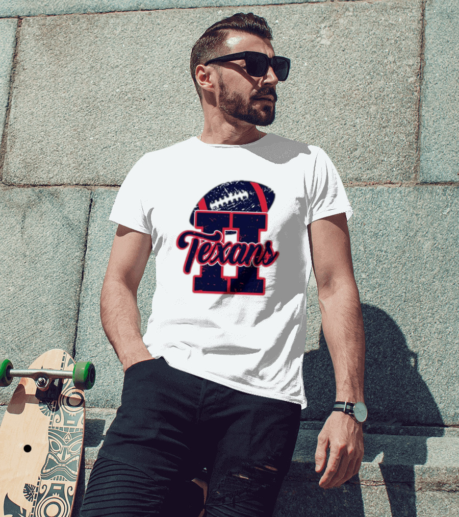 Retro Vintage Texans Football H Logo With Football T-Shirt