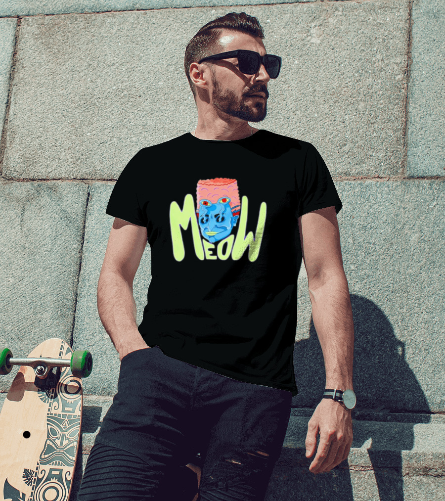 Meow Not Gary Snail Man Cartoon Multicolored Text And Unique Character T-Shirt
