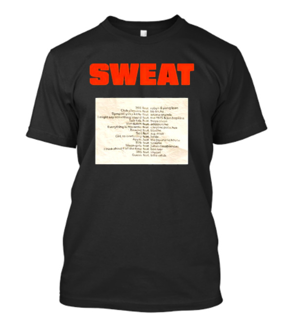 Sweat Logo With Crumpled Set List Featuring Robyn, J. Cole, Young Thug, Billie Eilish, And More T-Shirt
