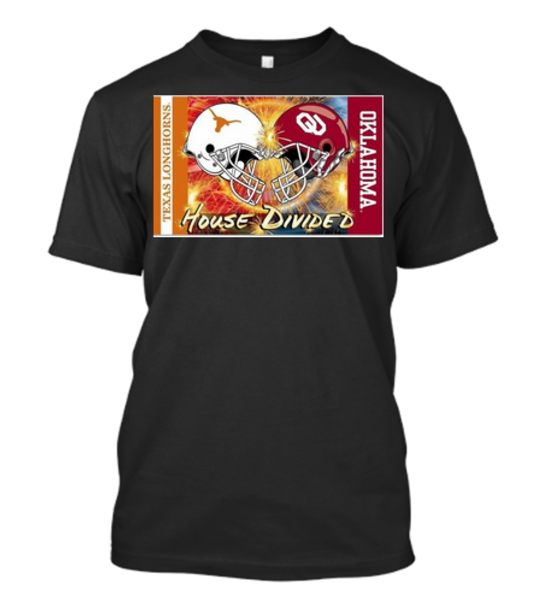 Texas Longhorns Vs. Oklahoma Sooners House Divided Rivalry Banner T-Shirt