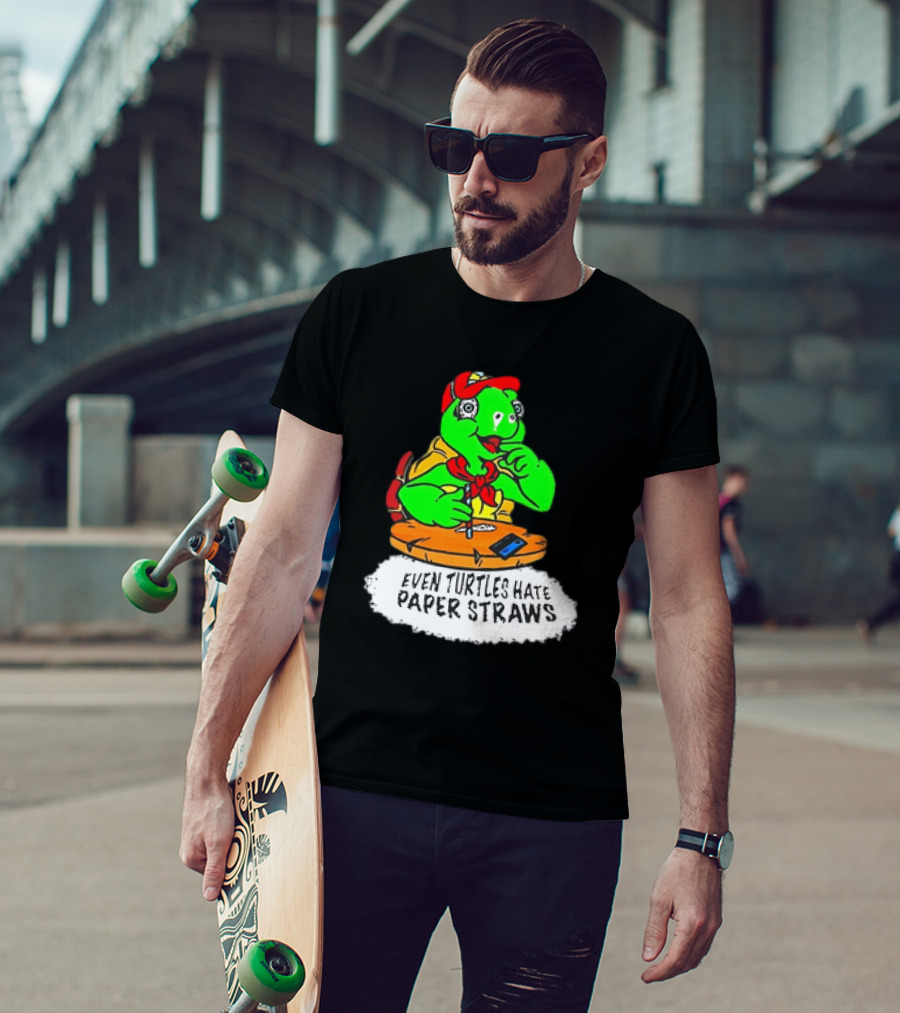 Isaac Butterfield Even Turtles Hate Paper Straws T-Shirt