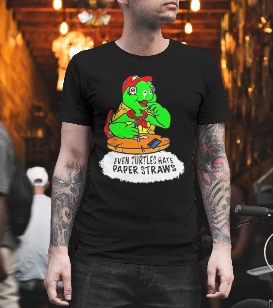 Isaac Butterfield Even Turtles Hate Paper Straws T-Shirt