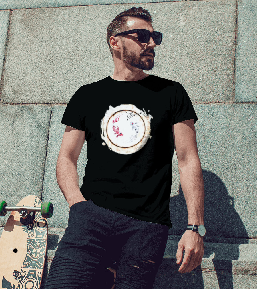 Mezak Harmony Koi Yin Yang Retro T-Shirt