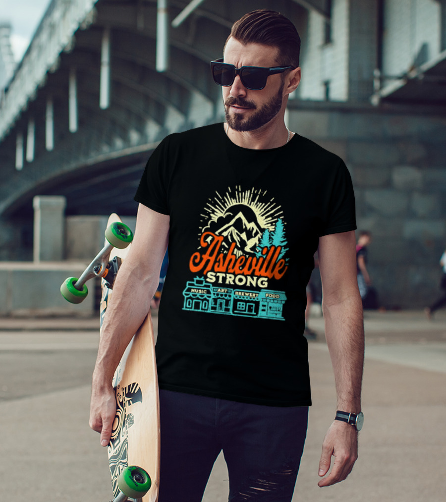 Asheville Strong Music Art Brewery Food Retro Vintage T-Shirt