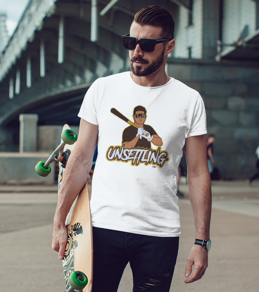 Unsettling Baseball Player With Bat And Gloves T-Shirt
