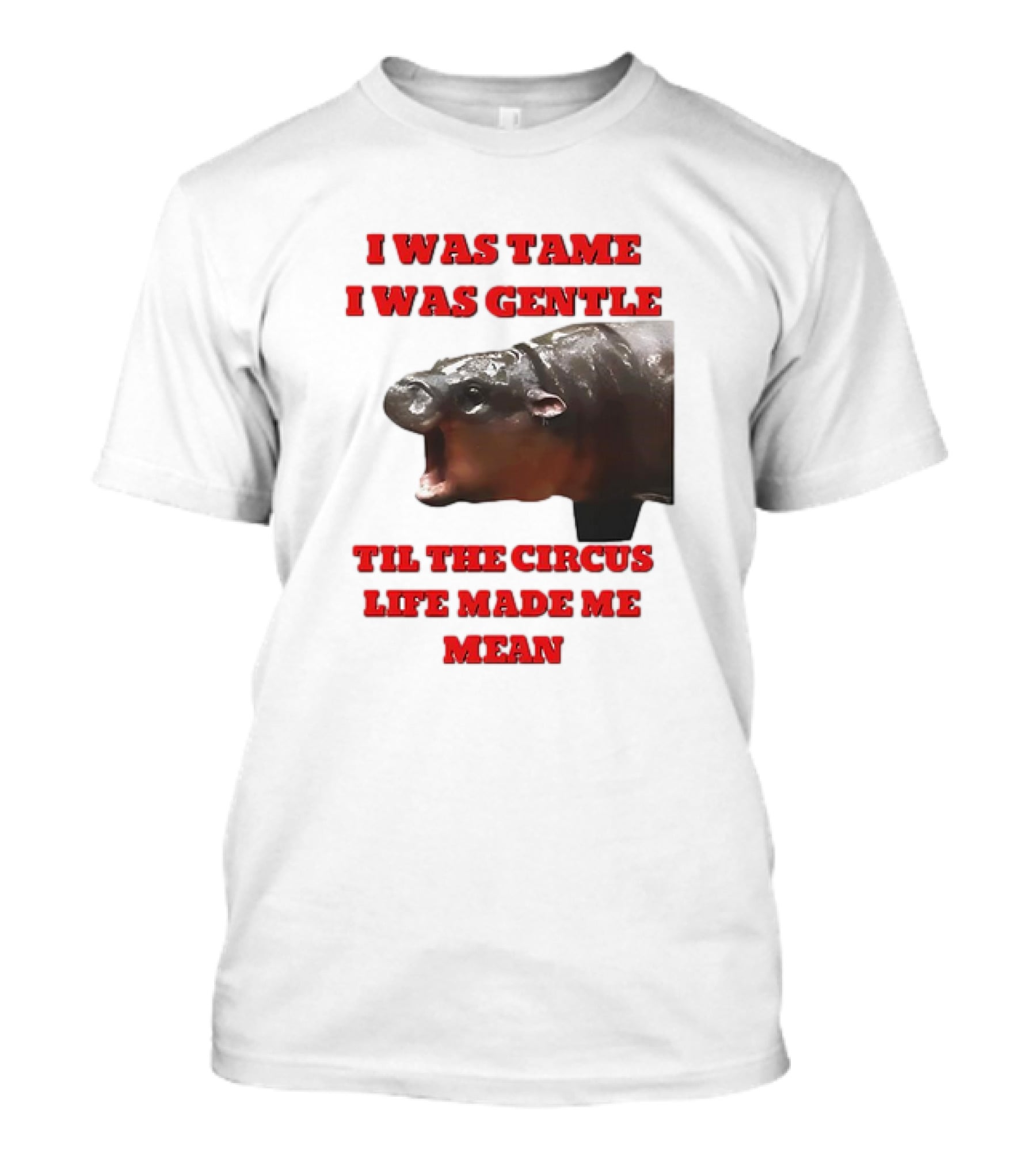 I Was Tame I Was Gentle Til The Circus Life Made Me Mean Roaring Hippopotamus T-Shirt