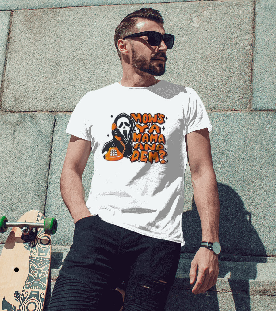 Ghostface How's Ya Mama And Dem Phone Call Retro 90s Horror T-Shirt