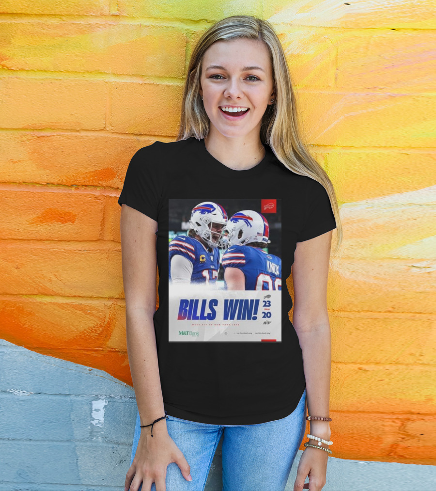 Bills Win 23-20 New York Jets NFL Victory Knox M&T Bank T-Shirt