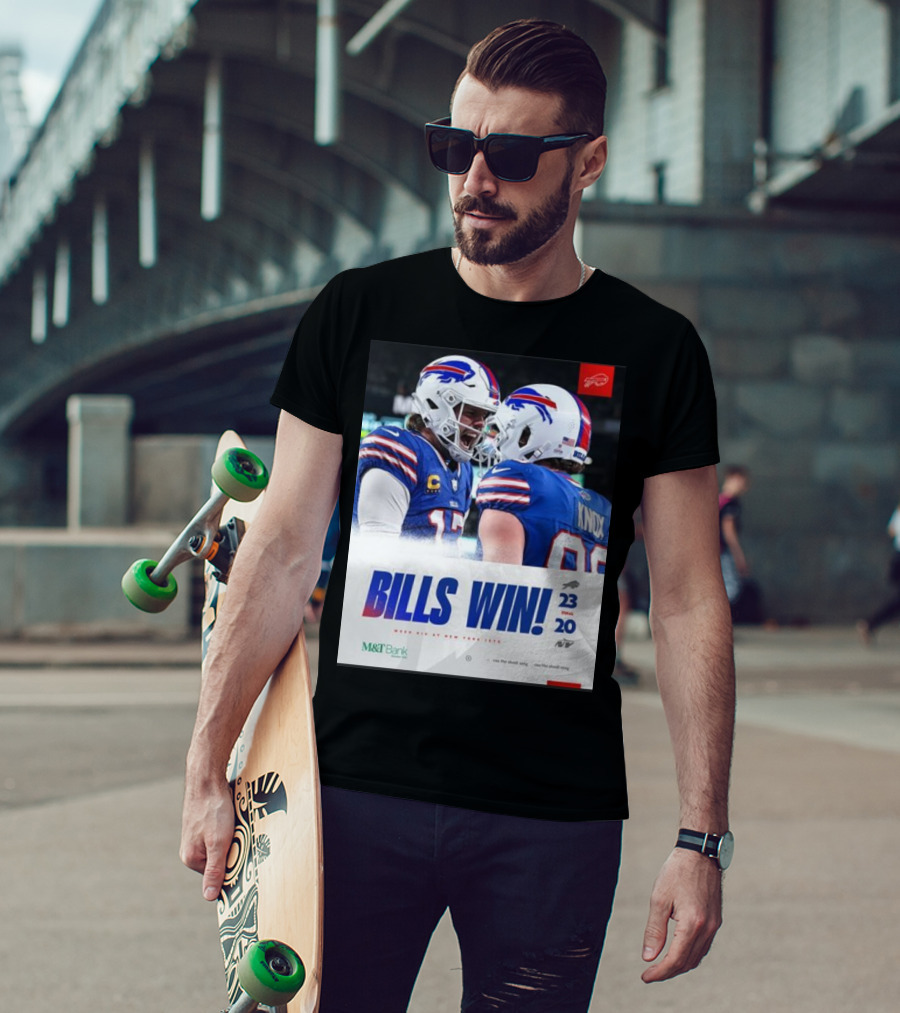 Bills Win 23-20 New York Jets NFL Victory Knox M&T Bank T-Shirt