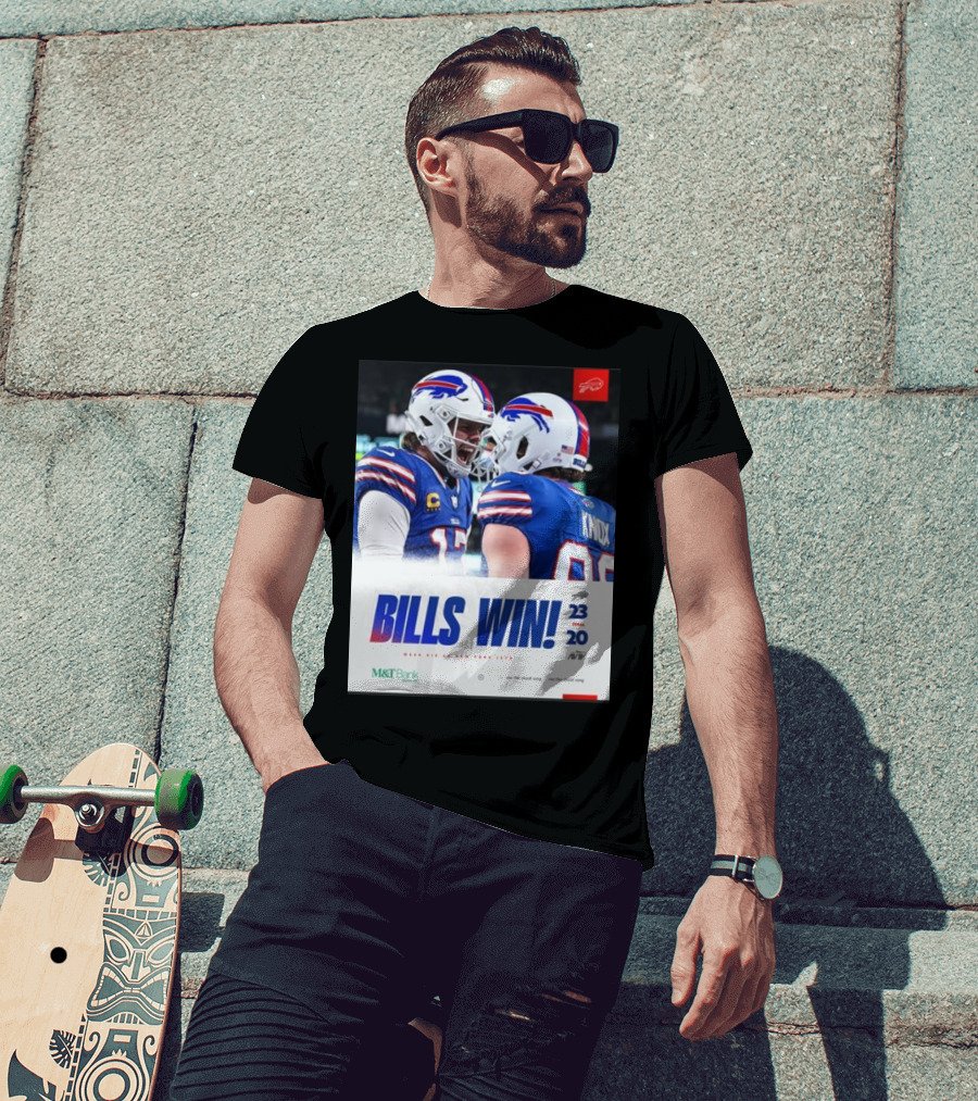 Bills Win 23-20 New York Jets NFL Victory Knox M&T Bank T-Shirt