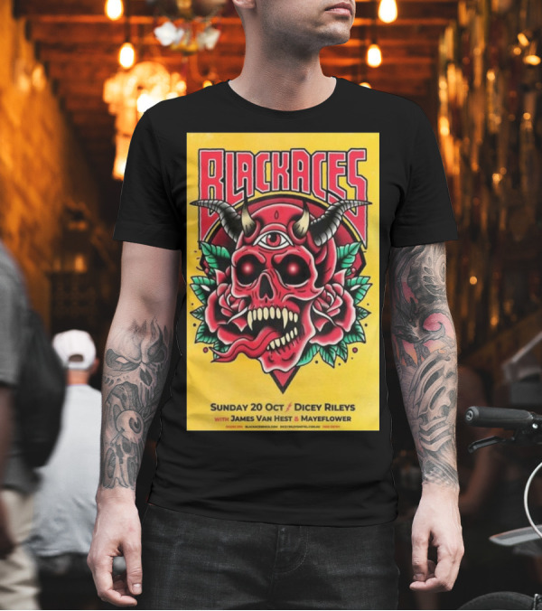 Black Aces Dicey Rileys Oct 20 2024 with James Van Hest Mayflower T-Shirt Black Aces Dicey Rileys Oct 20 2024 with James Van Hest Mayflower T-Shirt