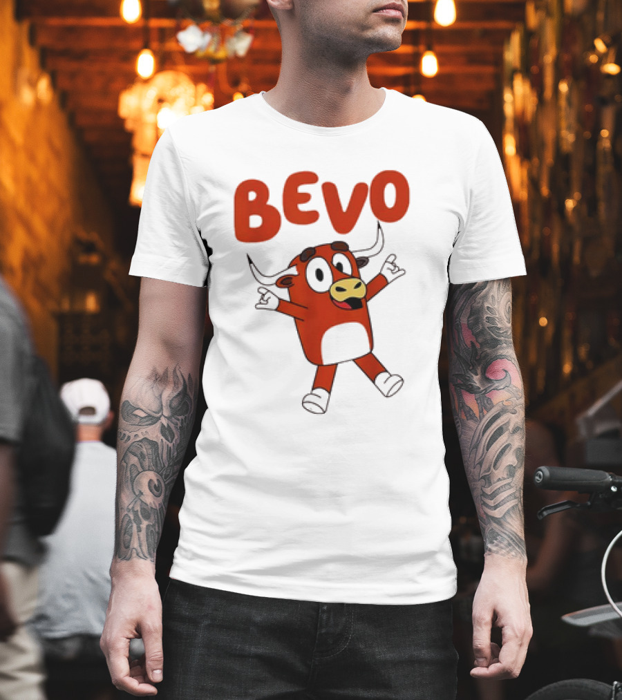 Bevo Cartoon Longhorn Bull Character Funny T-Shirt