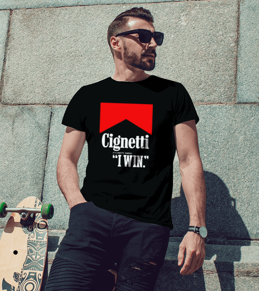 Cignetti It's Pretty Simple I Win Bold White Text With Red Chevron T-Shirt
