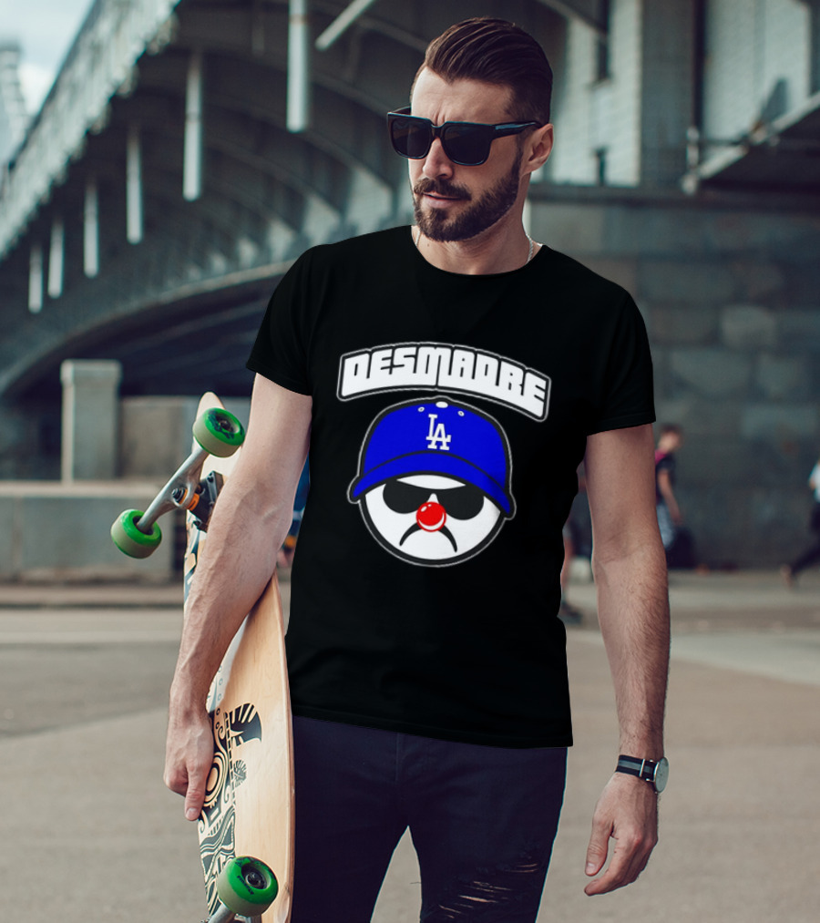 Desmadre LA Dodgers Blue Hat Clown Nose Face T-Shirt