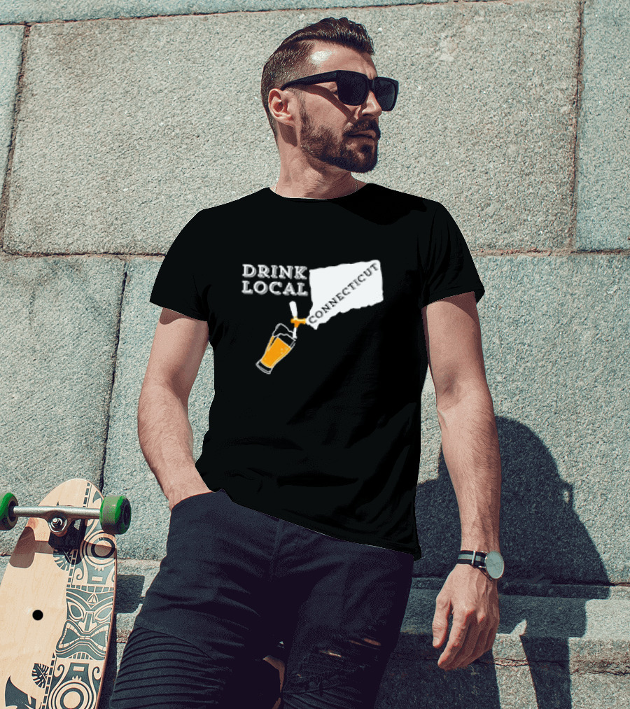 Drink Local Connecticut Map Craft Beer T-Shirt