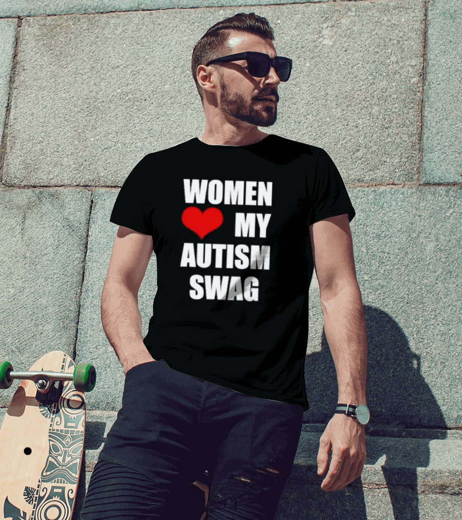 Women Love My Autism Swag Red Heart T-Shirt