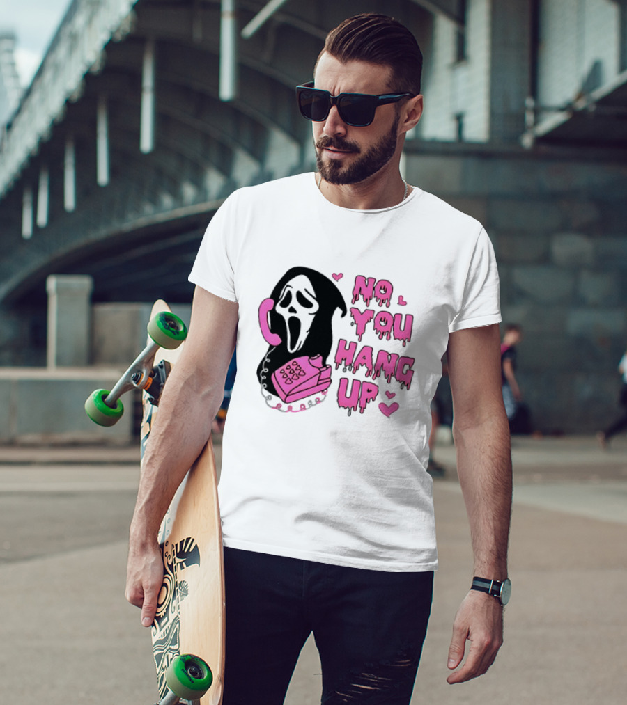 Ghost Face No You Hang Up Pink Phone Scream Hearts T-Shirt