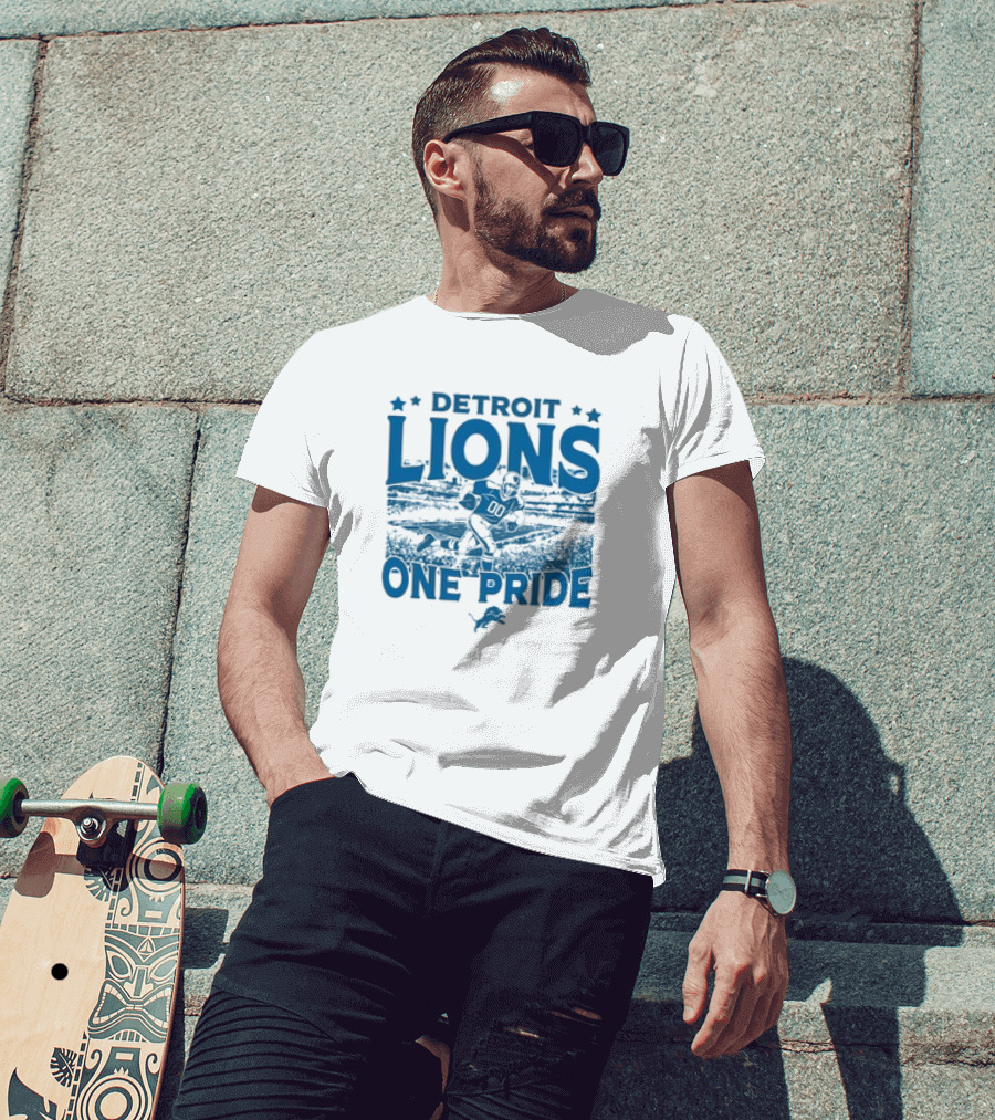 Detroit Lions One Pride Vintage Stadium Gameday T-Shirt