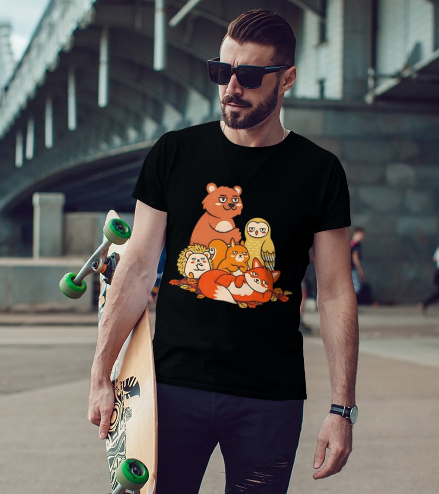Animals X The Breakfast Club Autumn Edition With Hedgehog, Bear, Owl, Fox, Squirrel T-Shirt