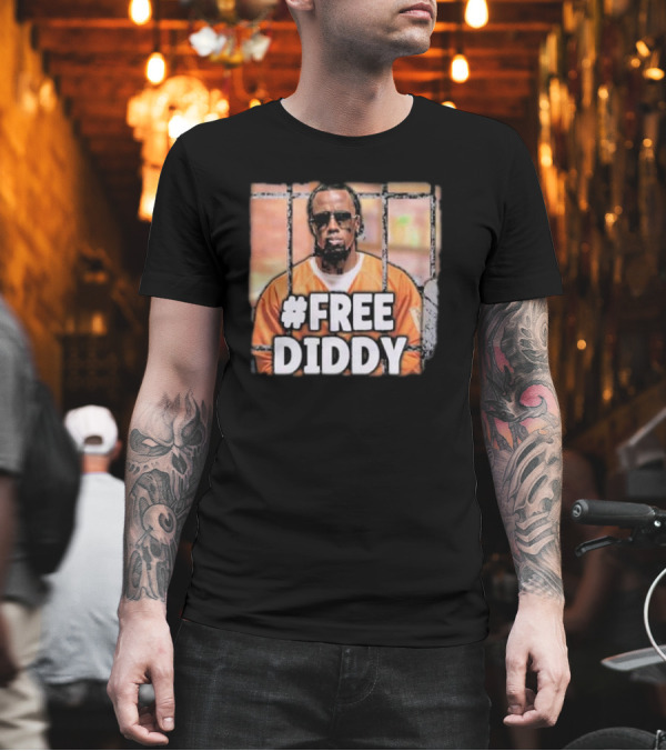 FreeDiddy Free Diddy Orange Prison Bars T-Shirt FreeDiddy Free Diddy Orange Prison Bars T-Shirt