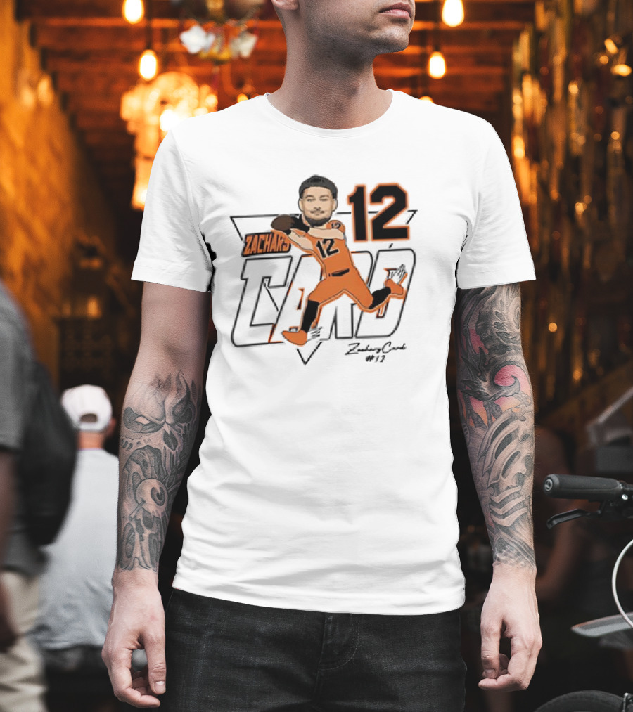 Zachary Card #12 Oregon State Beavers Football Player Caricature T-Shirt