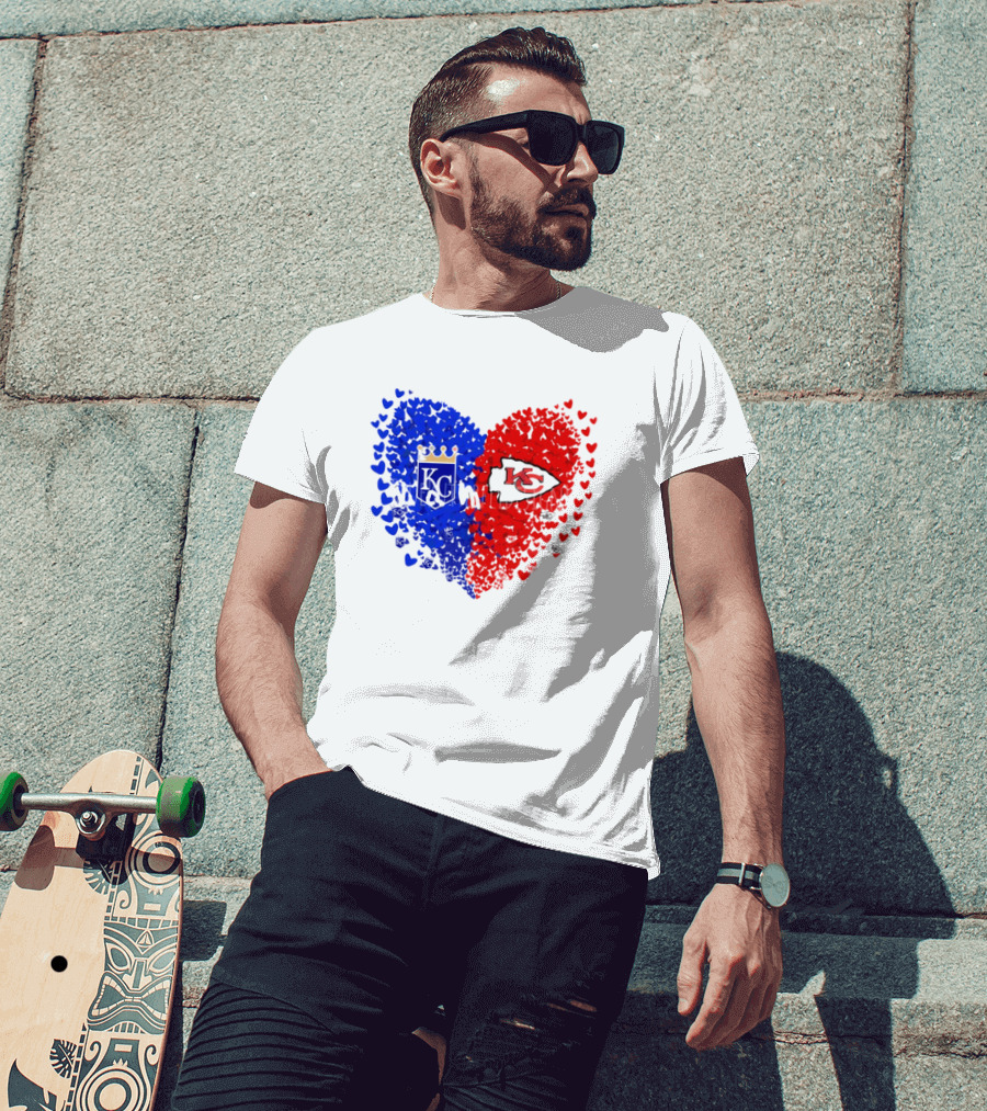 Heart Kansas City Royals KC And Kansas City Chiefs KC T-Shirt
