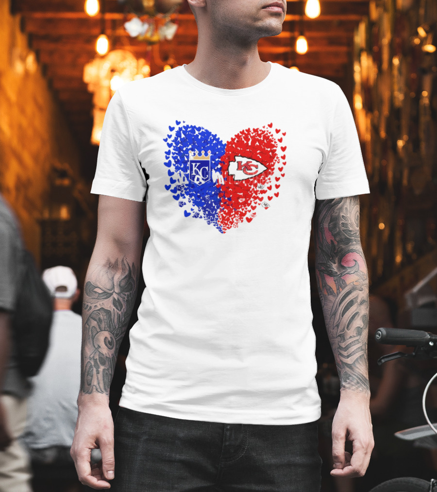 Heart Kansas City Royals KC and Kansas City Chiefs KC T-Shirt