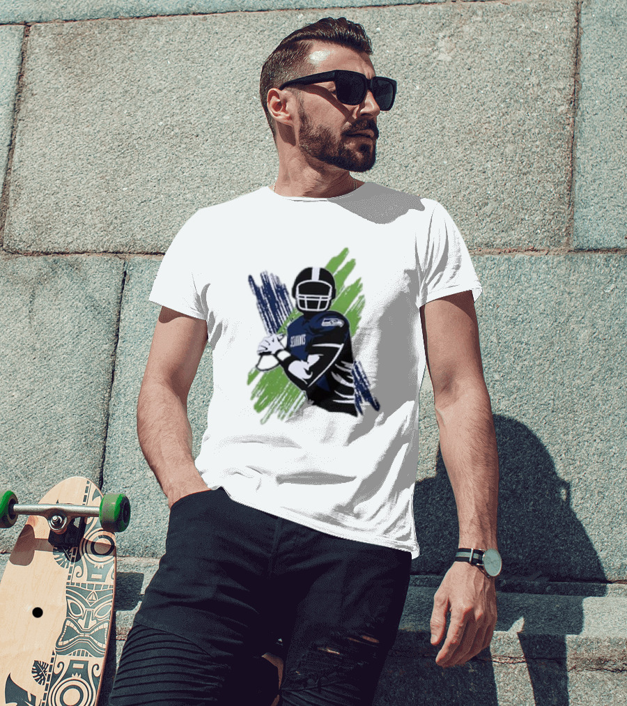 Seattle Seahawks Starter Player X Blue Green Football T-Shirt