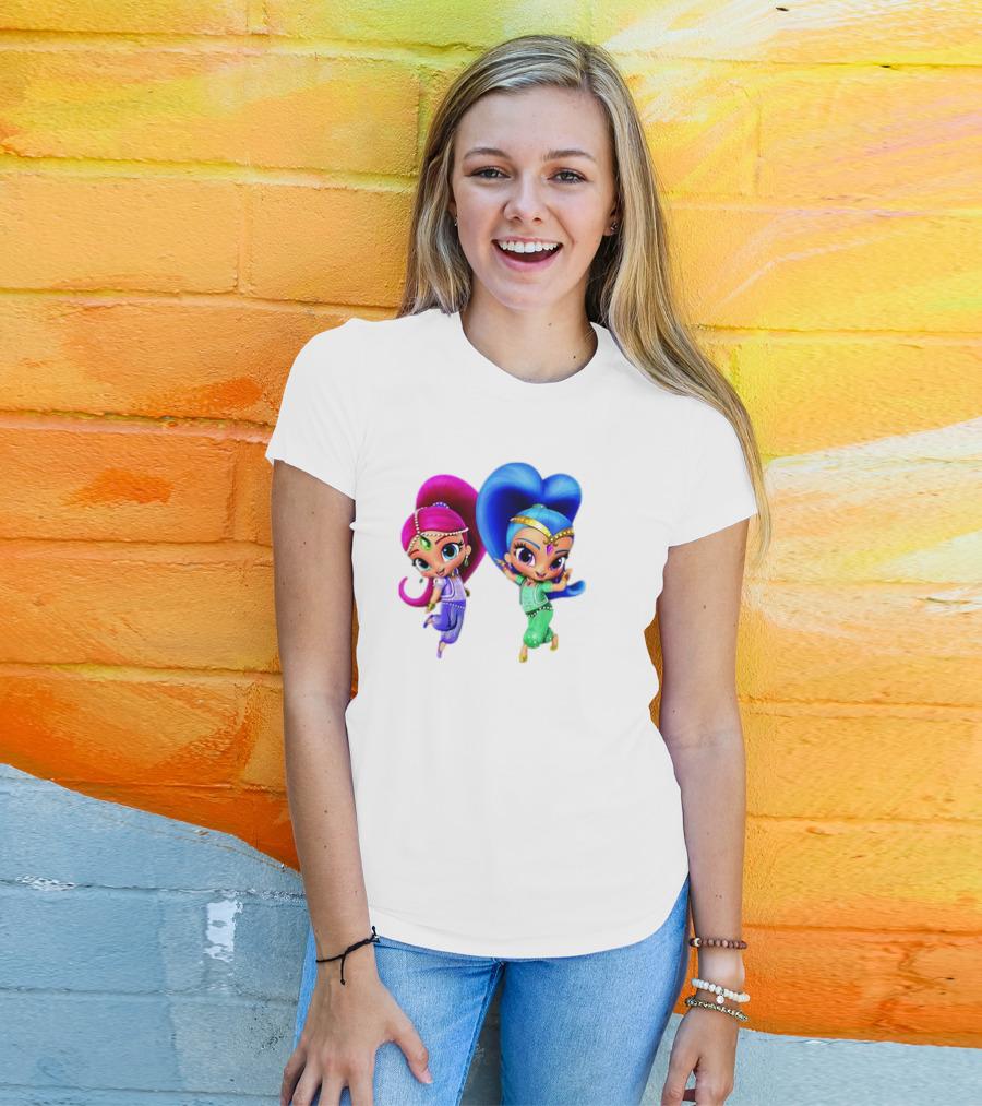 Shimmer And Shine Cartoon Girl Friend Duo With Vibrant Colors T-Shirt