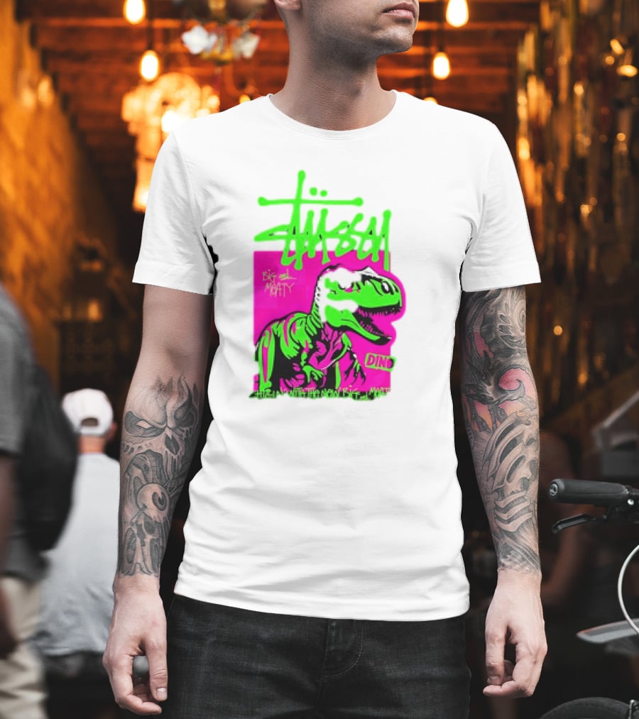 Stussy Big and Meaty Dino Cartoon T-Shirt