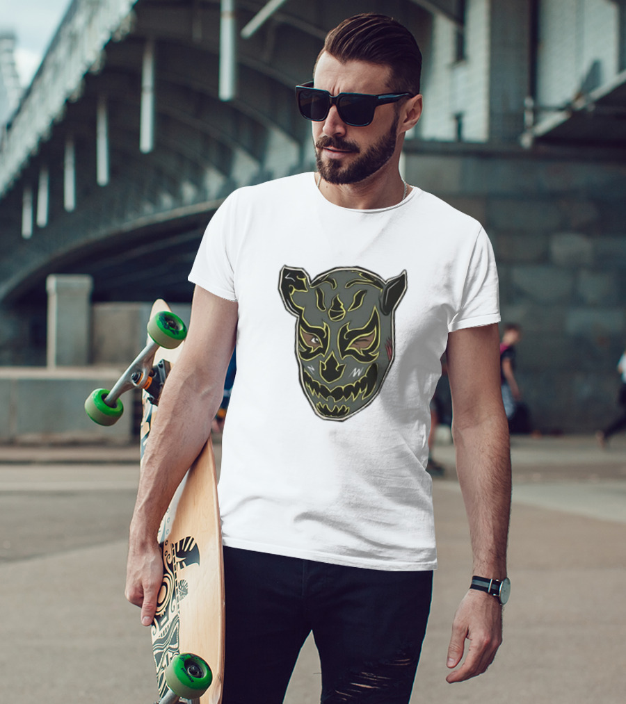 Luchador Black Mask With Grey And Yellow AEW T-Shirt