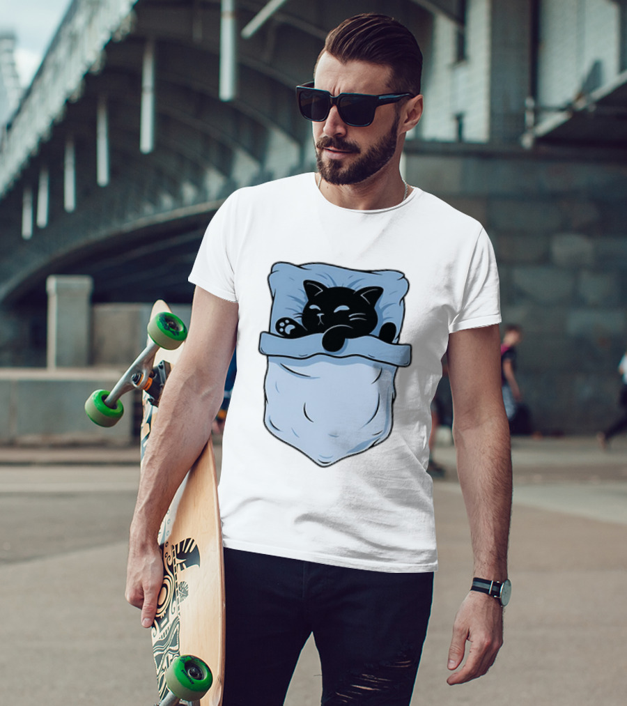 Pocket Nap Sleeping Cat Cuteness Cozy In Your Pocket T-Shirt