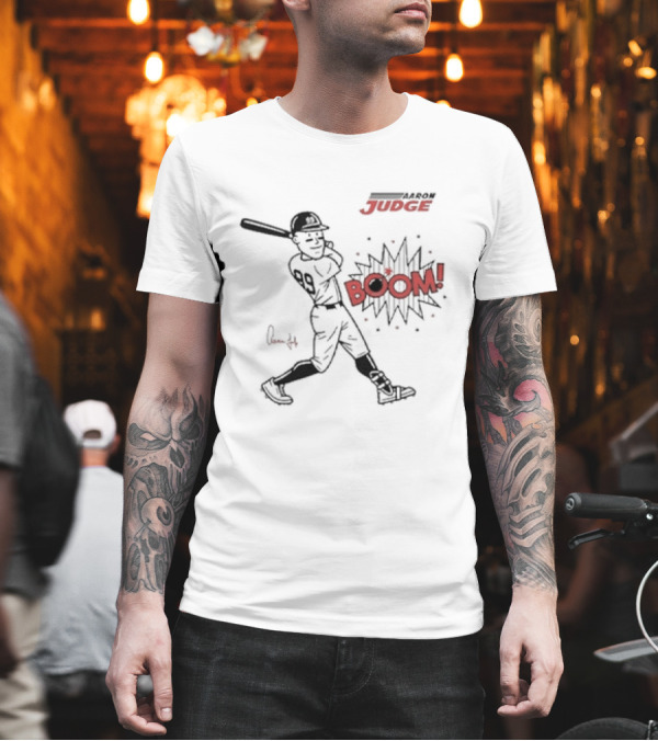 New York Yankees Aaron Judge Boom Signature Baseball Number 99 T-Shirt New York Yankees Aaron Judge Boom Signature Baseball Number 99 T-Shirt