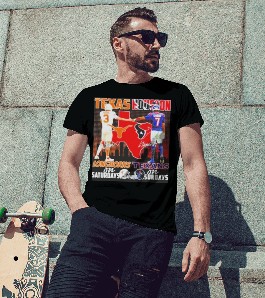 Texas Longhorns Longhorns On Saturdays Texans On Sundays T-Shirt