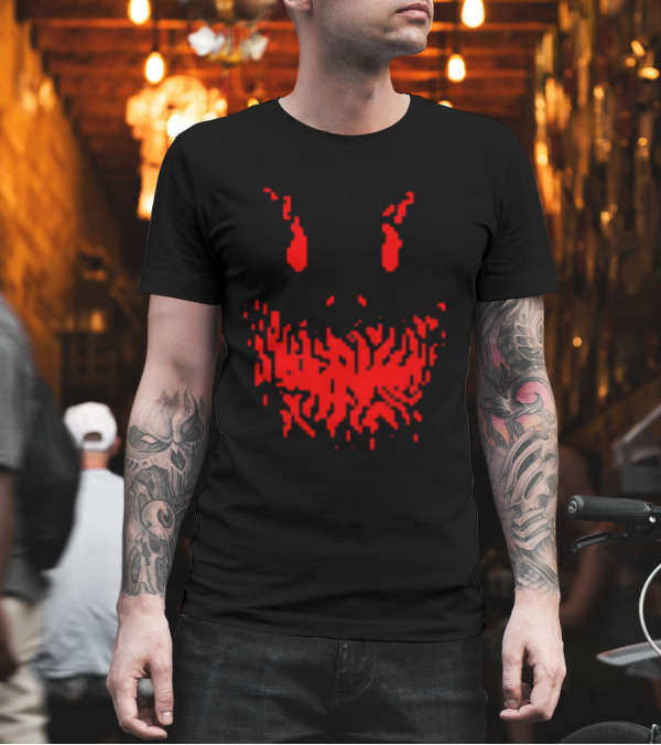 Scary Red Pixelated Joker Face T-Shirt Scary Red Pixelated Joker Face T-Shirt