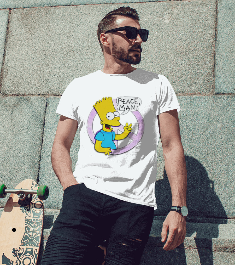 Bart Simpson Peace Man Vintage Iconic Character T-Shirt