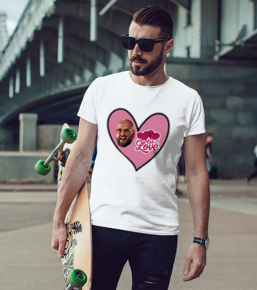 Curtis T Love Heart With Curtis Love Face And Pink Heart T-Shirt