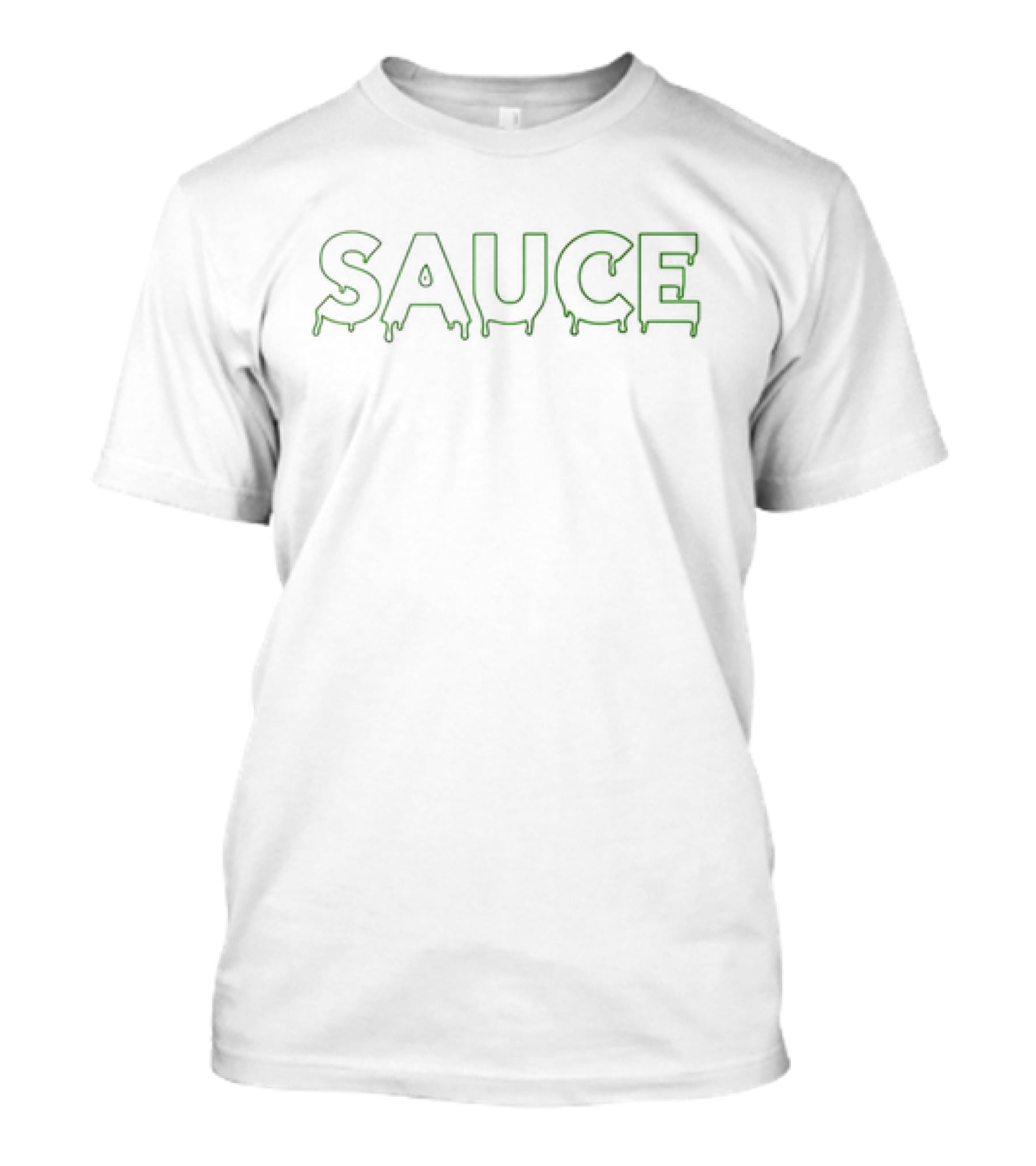 SAUCE Melting Drip Font Green Text T-Shirt