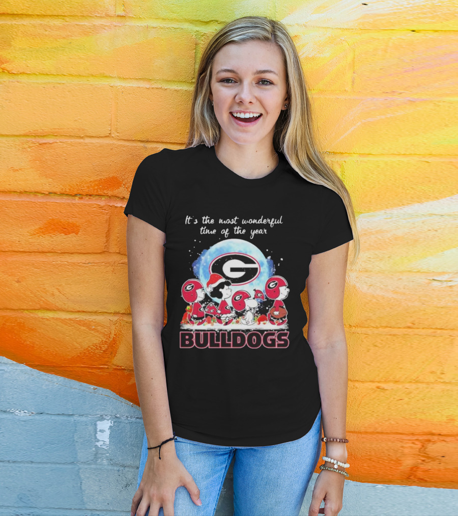 It's The Most Wonderful Time Of The Year Peanuts Characters Georgia Bulldogs T-Shirt