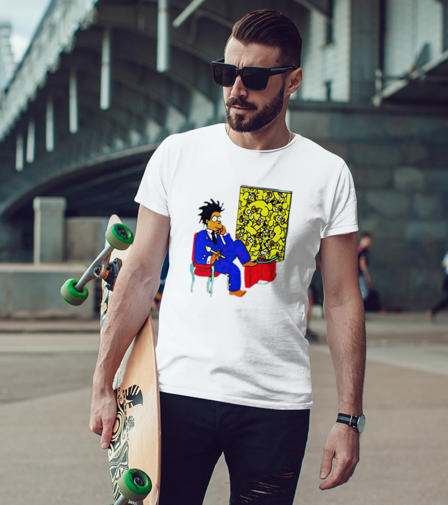 The Simpsons Jay-Z Cartoon Style Art With Basquiat Sitting On Red Chair T-Shirt