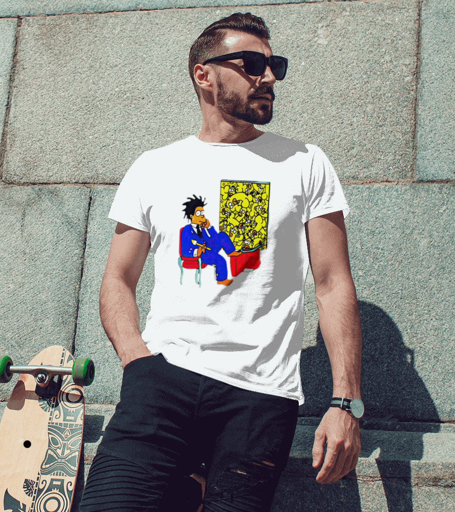 The Simpsons Jay-Z Cartoon Style Art With Basquiat Sitting On Red Chair T-Shirt