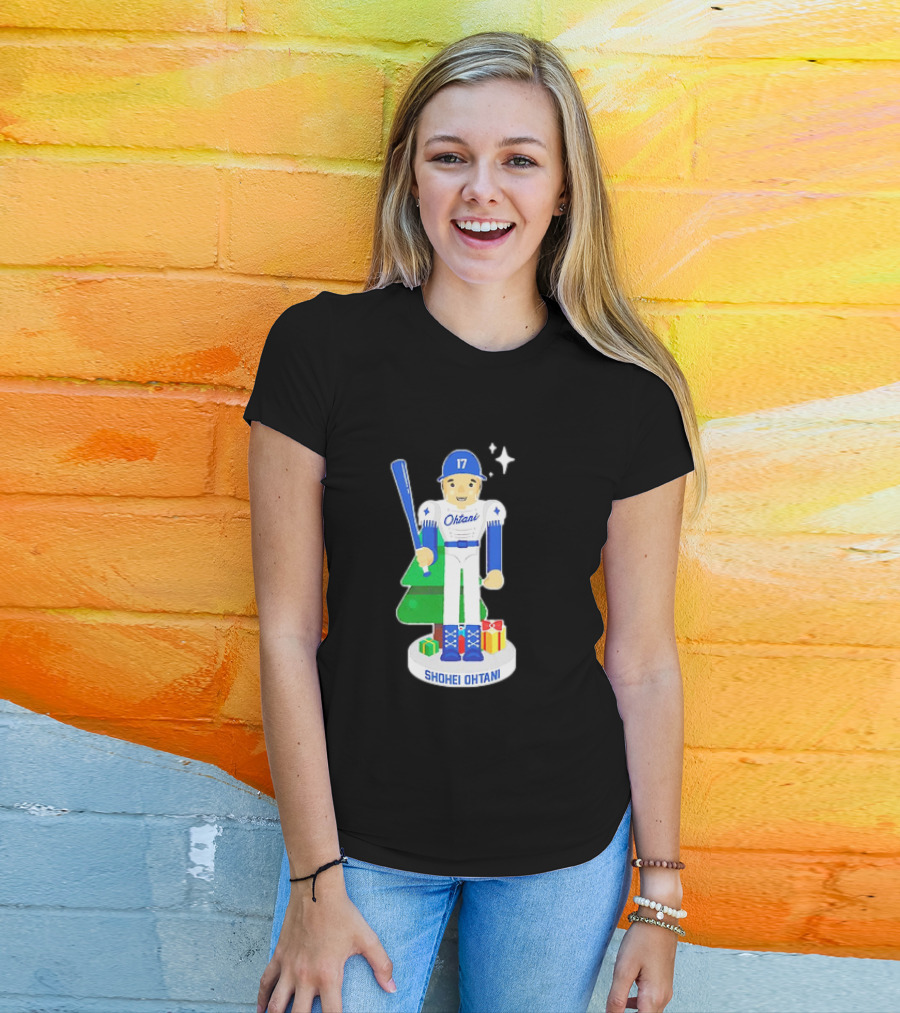 Shohei Ohtani Los Angeles Dodgers MLBPA Christmas Nutcracker With Tree And Gifts T-Shirt